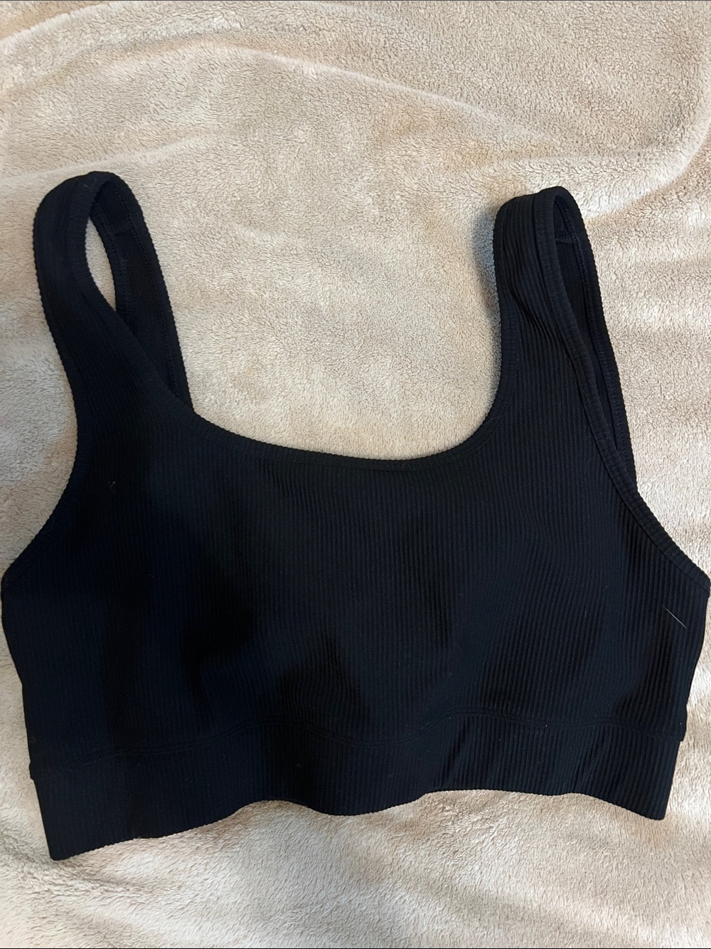 Tone It Up Sz Med Seamless Black Ribbed Scoop Sports Bralette